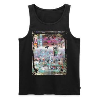 Japan City Night Streets View Collage Art 91 - Men's Premium Organic Tank Top - black - Front - AI Model Male 178 light (178cm)