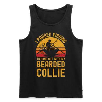 Pêche, pêche et Bearded Collie - Débardeur bio Premium Homme - noir - Devant - Michal (187cm)