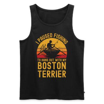 Pêche, pêche et Boston Terrier - Débardeur bio Premium Homme - noir - Devant - Michal (187cm)