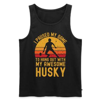 Badminton und Husky - Männer Premium Bio Tank Top - Schwarz - Vorne - Michal (187cm)