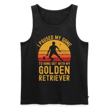 Badminton et Golden Retriever - Débardeur bio Premium Homme - noir - Devant - Michal (187cm)
