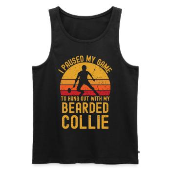 Badminton et Bearded Collie - Débardeur bio Premium Homme - noir - Devant - Michal (187cm)