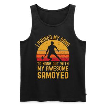 Badminton and Samoyed - Men's Premium Organic Tank Top - black - Front - Michal (187cm)