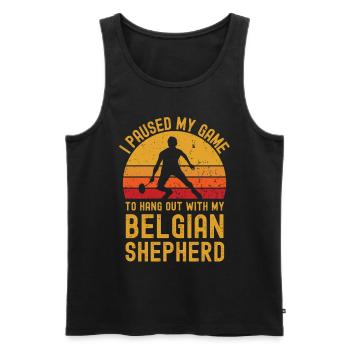 Badminton and Belgian Shepherd - Men's Premium Organic Tank Top - black - Front - AI Model Male 178 light (178cm)