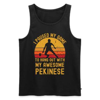 Badminton und Pekinese - Männer Premium Bio Tank Top - Schwarz - Vorne - AI Model Male 178 light (178cm)