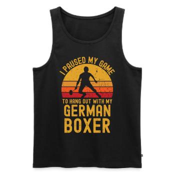 Badminton et boxeur allemand - Débardeur bio Premium Homme - noir - Devant - AI Model Male 178 light (178cm)