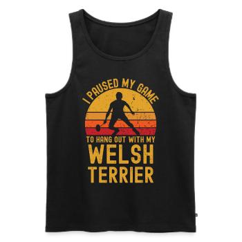 Badminton and Welsh Terrier - Men's Premium Organic Tank Top - black - Front - Michal (187cm)