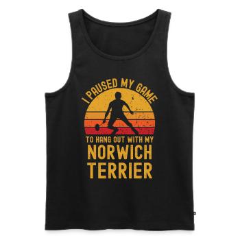 Badminton et Norwich Terrier - Débardeur bio Premium Homme - noir - Devant - Michal (187cm)