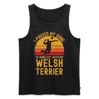 Volleyball and Welsh Terriers - Men's Premium Organic Tank Top - black - Front - Michal (187cm)