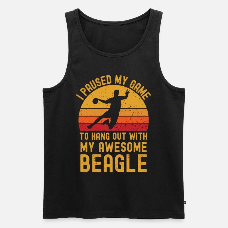 Handball und Beagle - Männer Premium Bio Tank Top - Schwarz