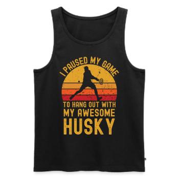 Tennis and Husky - Men's Premium Organic Tank Top - black - Front - Michal (187cm)
