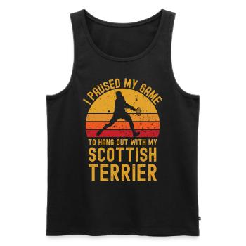 Tennis and Scottish Terriers - Men's Premium Organic Tank Top - black - Front - AI Model Male 178 light (178cm)