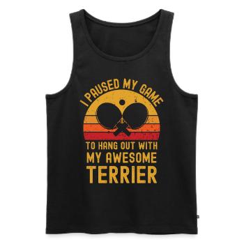 Tennis de table et terriers - Débardeur bio Premium Homme - noir - Devant - Michal (187cm)