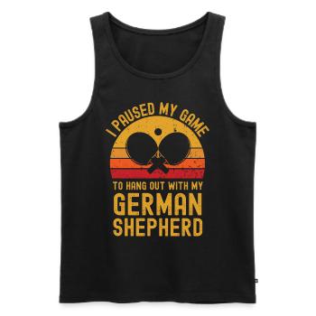 Tennis de table et berger allemand - Débardeur bio Premium Homme - noir - Devant - Michal (187cm)