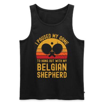 Tennis de table et berger belge - Débardeur bio Premium Homme - noir - Devant - Michal (187cm)