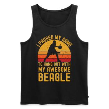 Basketball et Beagle - Débardeur bio Premium Homme - noir - Devant - Michal (187cm)