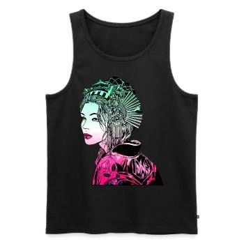 Japanese Geisha Samurai Warrior 106 - Men's Premium Organic Tank Top - black - Front - Michal (187cm)