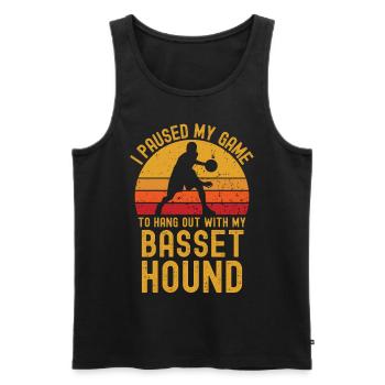Basketball et Basset-Hound - Débardeur bio Premium Homme - noir - Devant - Michal (187cm)
