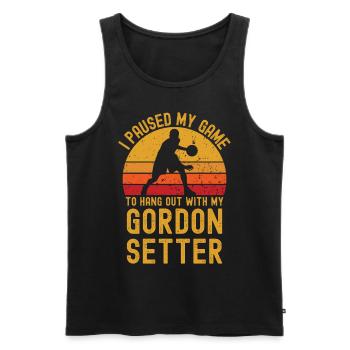 Basketball et Gordon Setter - Débardeur bio Premium Homme - noir - Devant - AI Model Male 178 light (178cm)