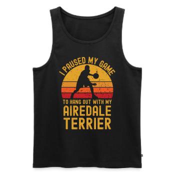 Basketball und Airedale-Terrier - Männer Premium Bio Tank Top - Schwarz - Vorne - AI Model Male 178 light (178cm)