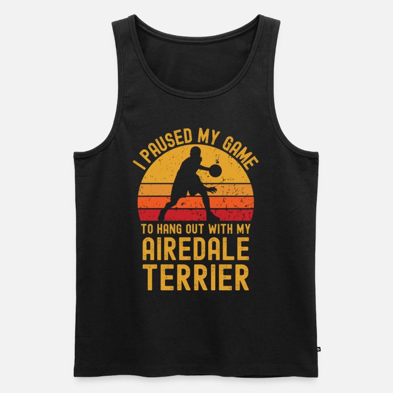 Basketball und Airedale-Terrier - Männer Premium Bio Tank Top - Schwarz