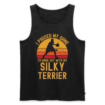 Basketball et Silky Terrier - Débardeur bio Premium Homme - noir - Devant - Michal (187cm)