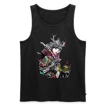 Guerrier Samouraï Guerrier Sabre Geisha Japonais 113 - Débardeur bio Premium Homme - noir - Devant - Michal (187cm)