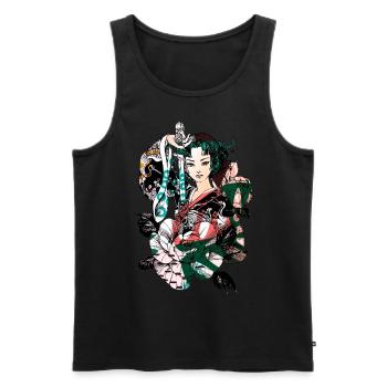 Guerrier Samouraï Sabre Geisha Japonais 114 - Débardeur bio Premium Homme - noir - Devant - Michal (187cm)