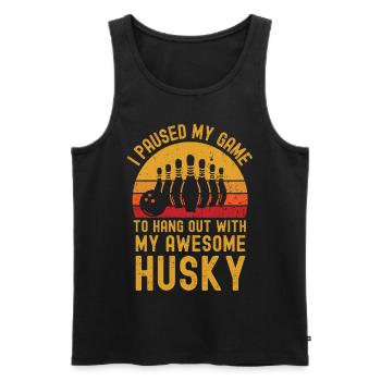 Bowling und Husky - Männer Premium Bio Tank Top - Schwarz - Vorne - Michal (187cm)