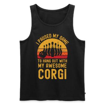 Bowling und Corgi - Männer Premium Bio Tank Top - Schwarz - Vorne - Michal (187cm)