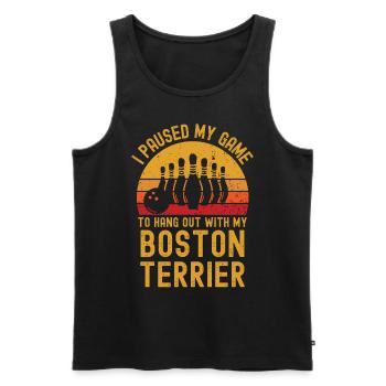 Bowling et Boston Terriers - Débardeur bio Premium Homme - noir - Devant - Michal (187cm)