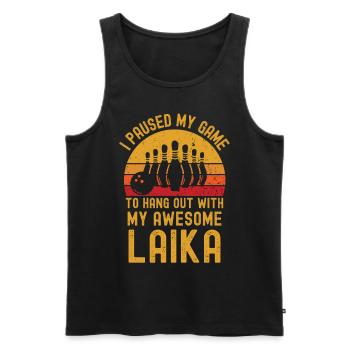 Bowling and Laika - Men's Premium Organic Tank Top - black - Front - AI Model Male 178 light (178cm)