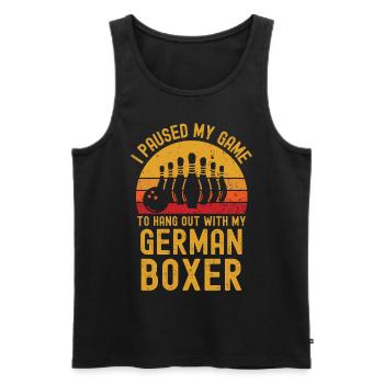 Bowling et boxeur allemand - Débardeur bio Premium Homme - noir - Devant - AI Model Male 178 light (178cm)