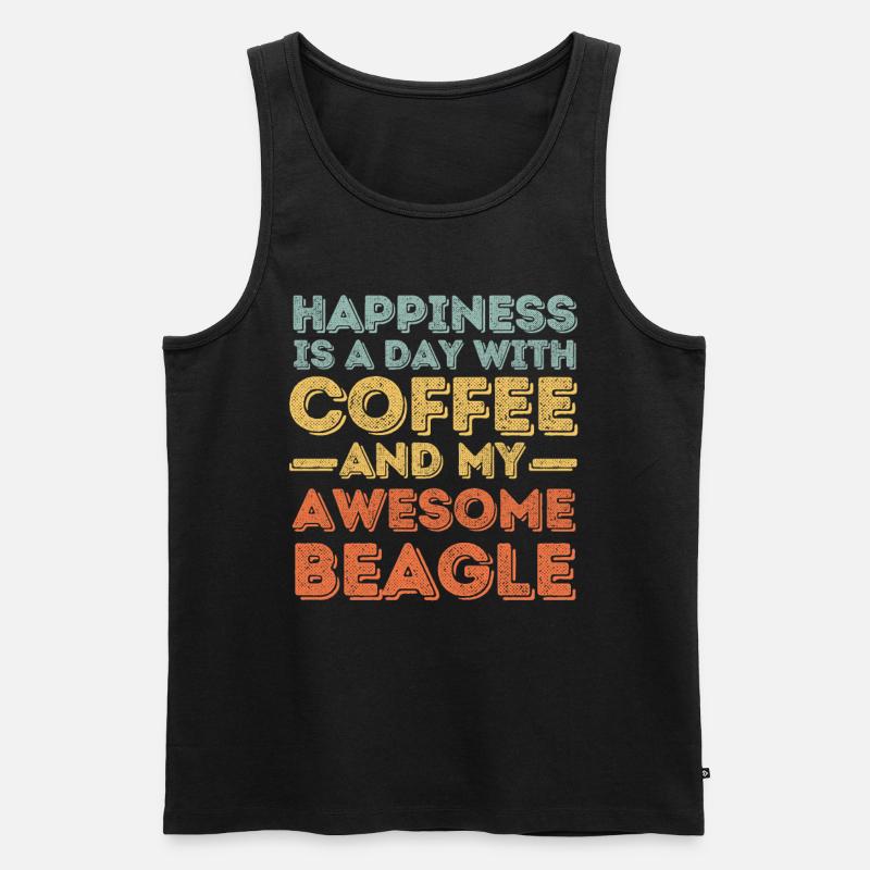 Beagle Kaffee Hund Cafe - Männer Premium Bio Tank Top - Schwarz