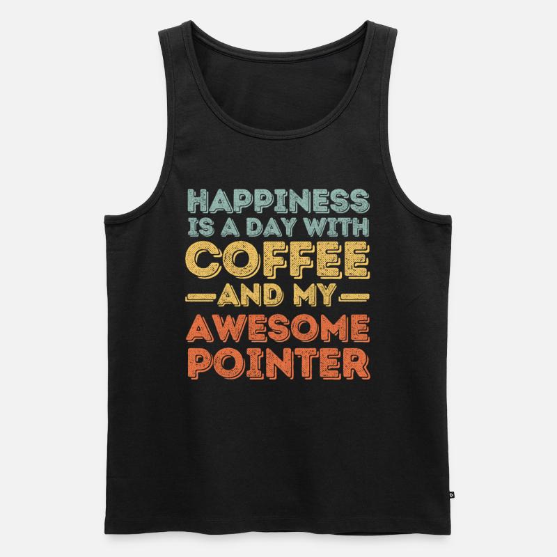 Pointer Kaffee Hund Cafe - Männer Premium Bio Tank Top - Schwarz