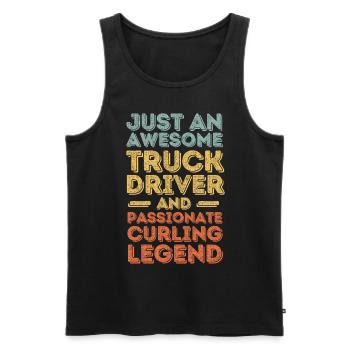 Truck Driver Curling rétro - Débardeur bio Premium Homme - noir - Devant - Michal (187cm)
