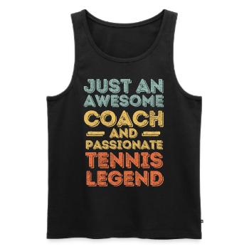 Coach Tennis rétro - Débardeur bio Premium Homme - noir - Devant - Michal (187cm)