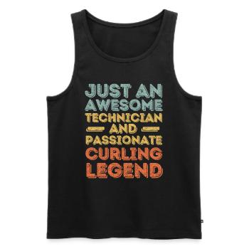 Technicien Curling rétro - Débardeur bio Premium Homme - noir - Devant - Michal (187cm)