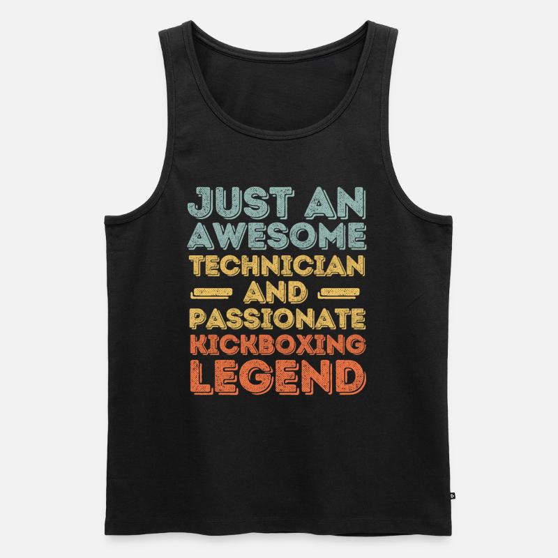 Techniker Kickboxen retro - Männer Premium Bio Tank Top - Schwarz