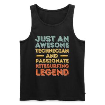 Technicien Kitesurf rétro - Débardeur bio Premium Homme - noir - Devant - Michal (187cm)