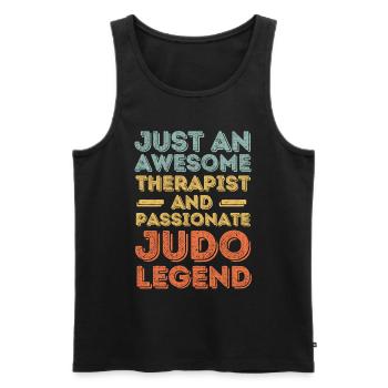 Thérapeute Judo rétro - Débardeur bio Premium Homme - noir - Devant - Michal (187cm)
