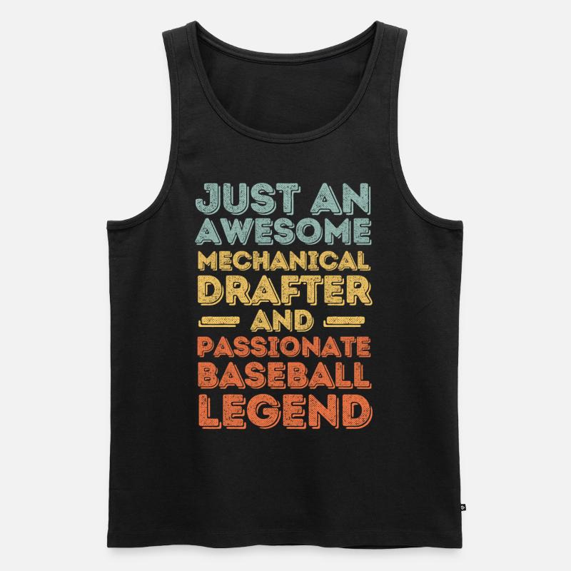 Technischer-Zeichner Baseball retro - Männer Premium Bio Tank Top - Schwarz