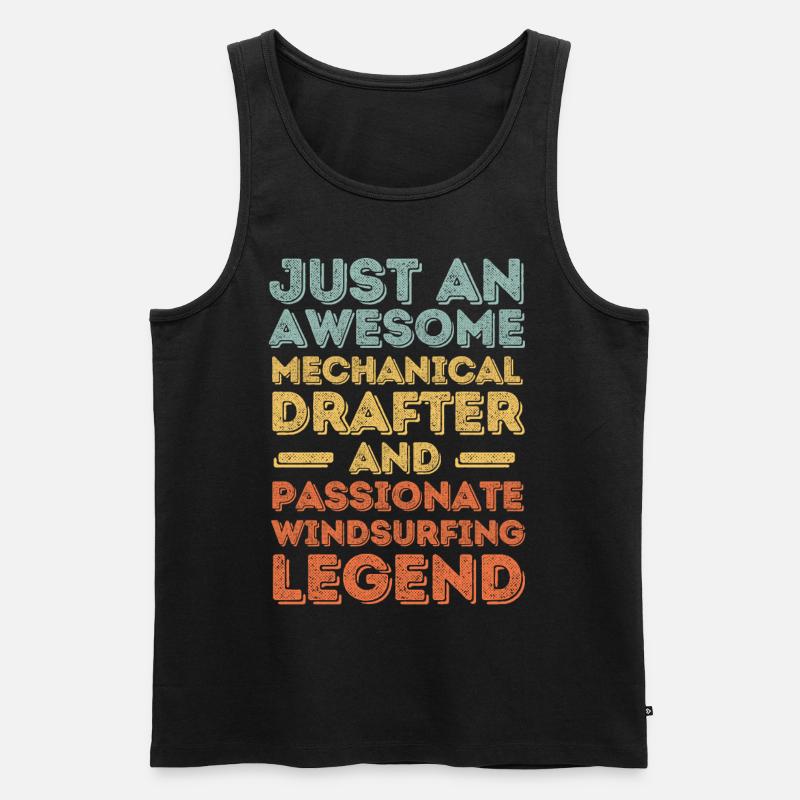 Technischer-Zeichner Windsurfen retro - Männer Premium Bio Tank Top - Schwarz