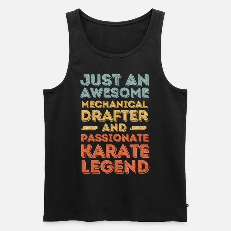 Technischer-Zeichner Karate retro - Männer Premium Bio Tank Top - Schwarz