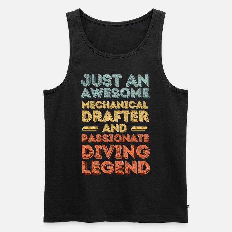 Technischer-Zeichner Tauchen retro - Männer Premium Bio Tank Top - Schwarz