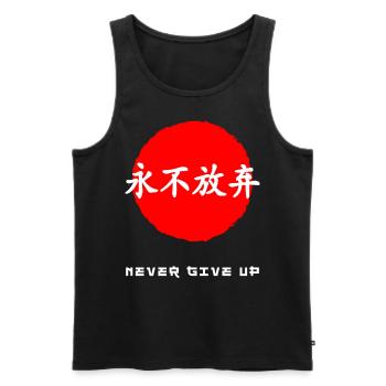 N’abandonnez jamais les mots kanji japonais - Débardeur bio Premium Homme - noir - Devant - AI Model Male 178 light (178cm)