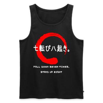 Fallen Sie siebenmal herunter Japanische Zitat-Kanji-Wörter - Männer Premium Bio Tank Top - Schwarz - Vorne - AI Model Male 178 light (178cm)