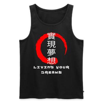 Vivre ses rêves citation Kanji japonais - Débardeur bio Premium Homme - noir - Devant - AI Model Male 178 light (178cm)