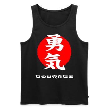 Courage Japan zitiert japanische Kanji-Wörter - Männer Premium Bio Tank Top - Schwarz - Vorne - AI Model Male 178 light (178cm)