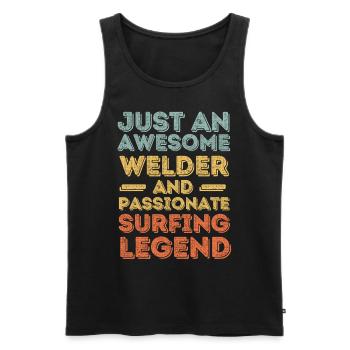 Soudeur surfant rétro - Débardeur bio Premium Homme - noir - Devant - Michal (187cm)